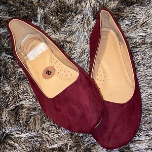 Burgundy suedes flats